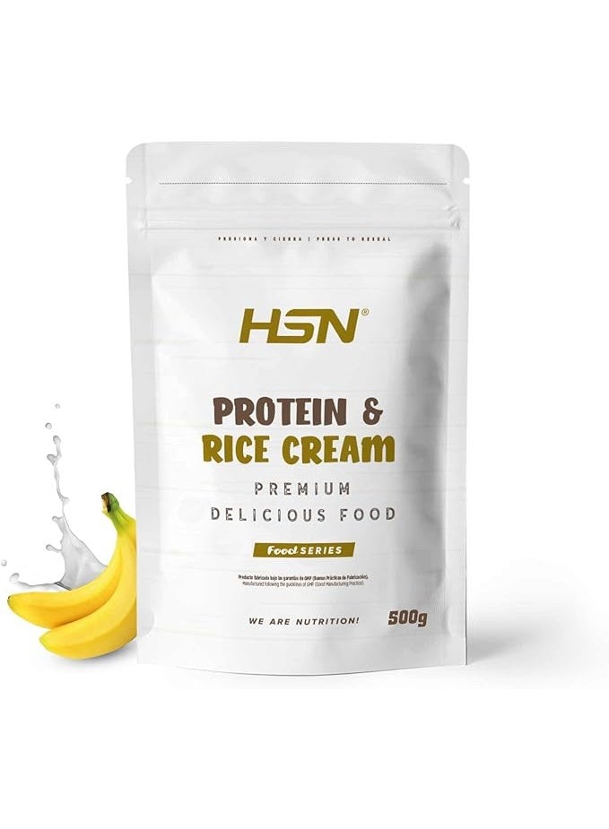 أتش أس أن كريمة أرز بروتين HSN | موز ٥٠٠ غرام | مصل اللبن + كازين + دقيق أرز مُجَلْتَن مسبقًا | بدون سكريات مضافة | غير معدل وراثيًا، نباتي، خالٍ من الغلوتين - Image 1